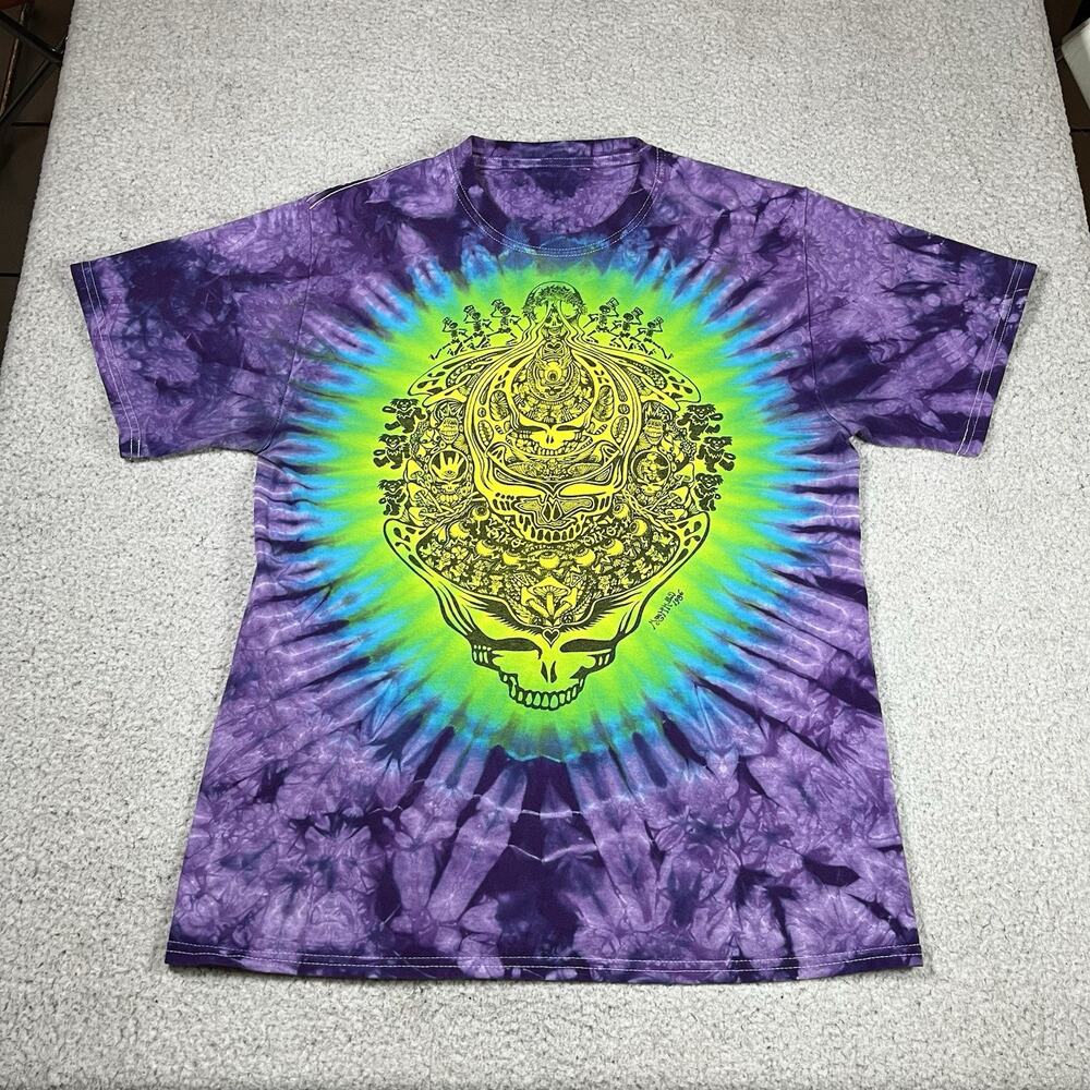 Grateful Dead Shirt Mens M Colorful Tie Dye Skull Dancing Bears Vintage Band Tee